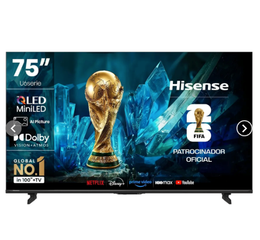 QLED Smart Tv 75" Mini Led U6ESV Hisense